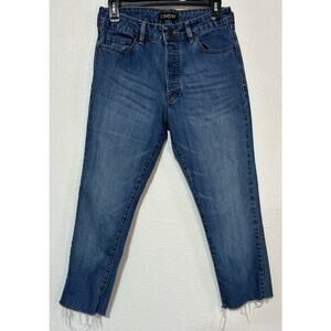 Courtshop Cleo Dark Blue Wash Button Fly Cropped Straight Leg Jeans Size 29